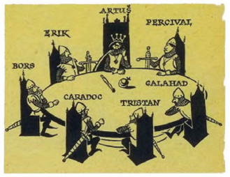 Rytíři kulatého stolu (stará anglická hádanka) - zasedací pořádek 1. večera