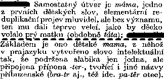 Výřezy z etymologie slova matka z Machkova etymologického slovníku