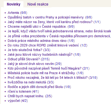 Seznam založených otázek v posledních 7 dnech